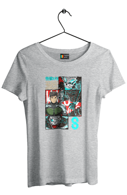 Футболка жіноча з принтом "Кайдзю № 8 Кафка Хібіно". Kafka hibino, kaiju, kaiju № 8, аніме, кайдзю № 8, кафка хібіно, манга, хібіно кафка. 2070702