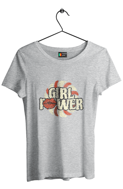 Футболка женская с принтом Girl Power. Girl power, девушки, девушки могут, женская сила, женщины, лозунг, независимость, сила, феминизм. 2070702