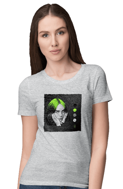 Футболка жіноча з принтом "Біллі Ейліш". Біллі, біллі ейліш, ейліш. 2070702