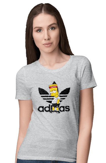 Футболка жіноча з принтом "Adidas Барт". Adidas, bart, адідас, барт, мультфільм, серіал, сімпсон. 2070702