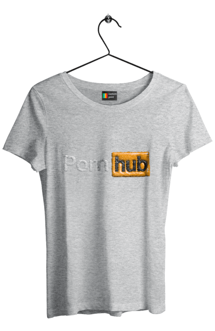 Футболка жіноча з принтом "Порно Хаб". Гумор, логотип порнохаб, молодіжна, порно хаб, порнхаб. 2070702