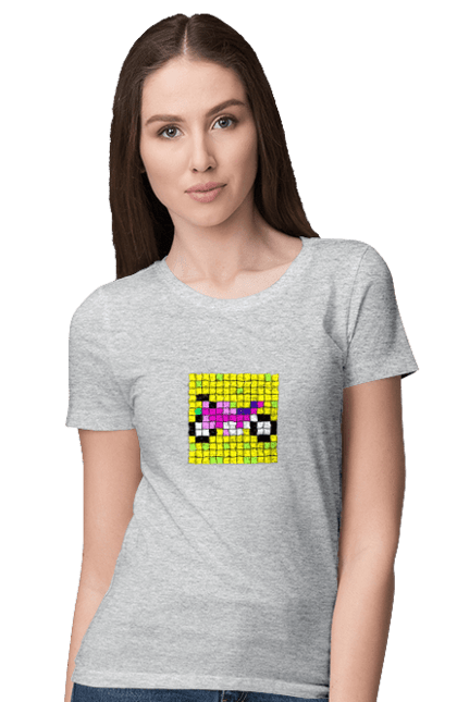 Women`s t-shirt with prints Pixel Bike. Bike, bright, color, motorcycle, pixel. 2070702