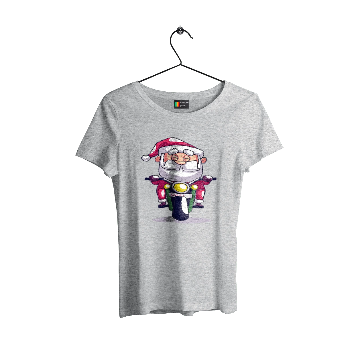 Счастливый санта на мотоцикле