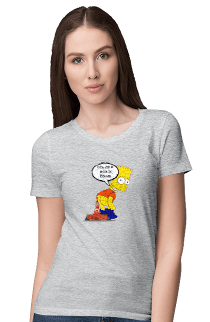 Футболка жіноча з принтом "Барт Сімсон". Барт сімсон, кремль, мультфільм, персонаж, син гомера, сімсони. CustomPrint.market