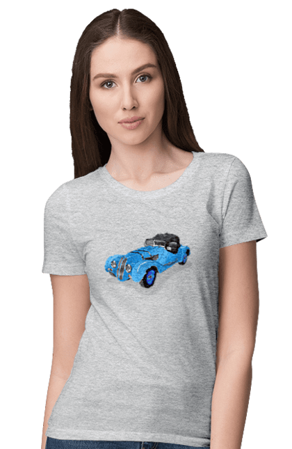 Women`s t-shirt with prints Car. Auto, car, classic, old, old machine. 2070702