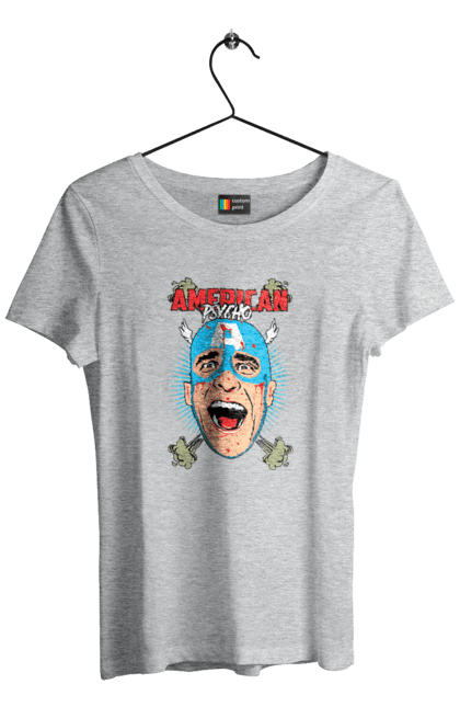 Women's t-shirt with prints American Psycho. American psycho, book, captain america, movie. 2070702