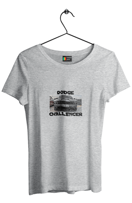 Women`s t-shirt with prints Dodge challenger. An american legend, car, cult car, dodge challenger, oil car, powerful car. 2070702