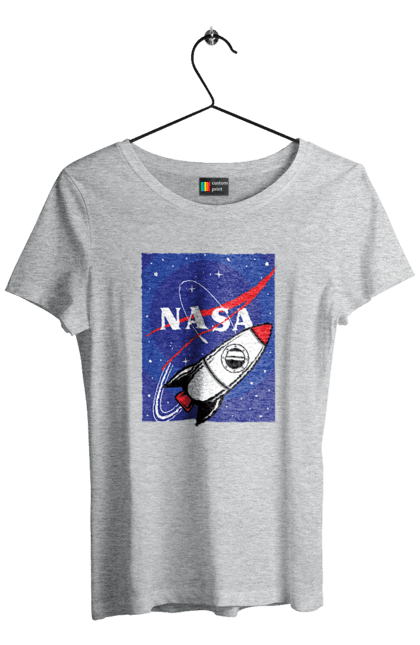 Women's t-shirt with prints NASA. Aeronautics, astronautics, aviation, nasa, research, rocket, science, space, technologies, usa. 2070702