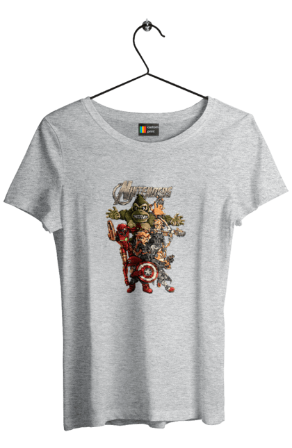 Women`s t-shirt with prints Nintendo heroes. Animal crossing, donkey kong, game characters, kirby, legend of zelda, luigi, mario, nintendo, pokemon, princess stove. 2070702