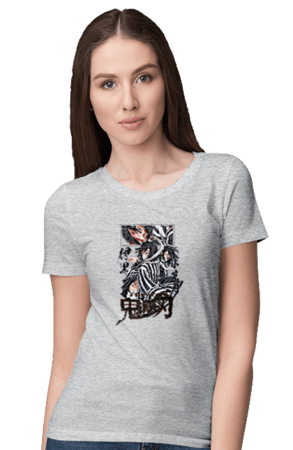 Women`s t-shirt with prints Demon Slayer Obanai. Anime, demon slayer, iguro, kimetsu no yaiba, manga, obanai, obanai iguro, serial. 2070702