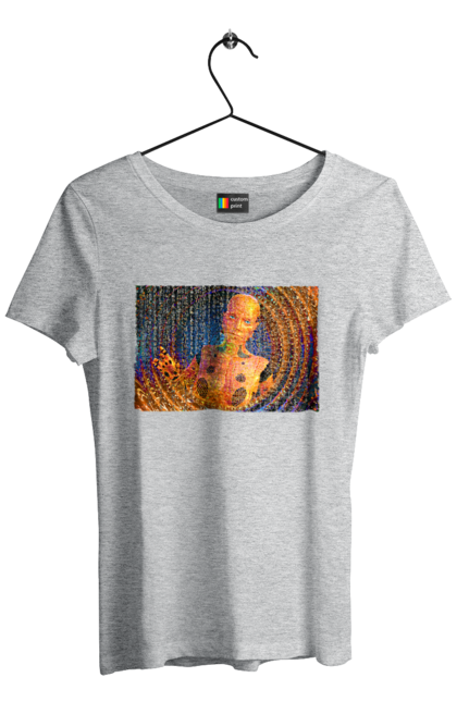 Футболка жіноча з принтом "Штучний інтелект". Айті, айтішник, гик, жінка, знання, інженер, інтелект, кібер, кібернетика, кіборг, код, комп, комп`ютерник, кристал, машинне навчання, мікросхема, мозок, портрет, програміст, професіонал, професія, розробник, розум, хакер, чіп, штучний інтелект, штучний розум. 2070702