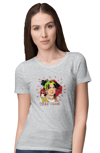 Women`s t-shirt with prints Billie Eilish. Billie eilish, billie eilish logo, billie eilish print, singer billie eilish. 2070702
