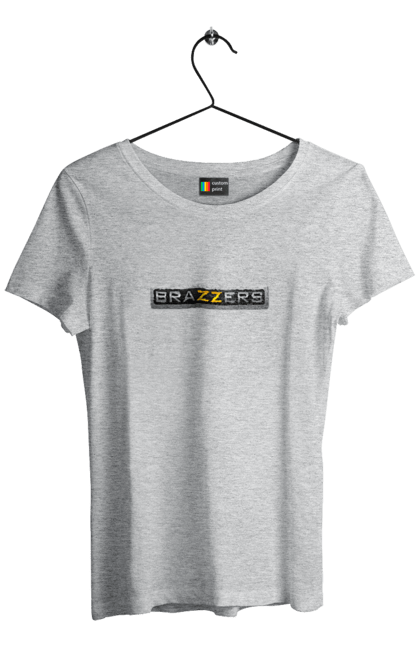 Футболка жіноча з принтом "Brazzers". Бразерс, браззерс, порно хаб, порнохаб. 2070702