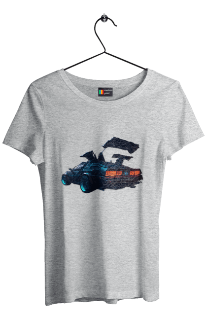 Women`s t-shirt with prints DeLorean from back to the future. Car, delorean, from film. 2070702