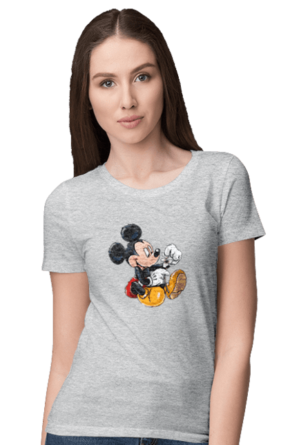 Футболка женская с принтом Микки Маус. Mickey mouse, дисней, микки, микки маус, мультфильм. 2070702