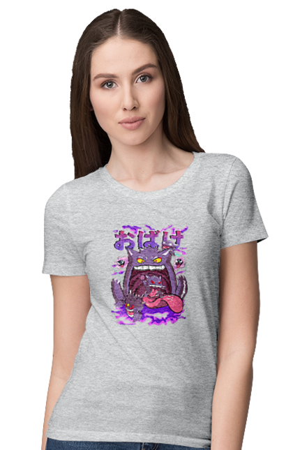 Women`s t-shirt with prints Pokemon Gengar. Anime, fushigibana, games, gengar, nintendo, pokemon, pokemon go. 2070702