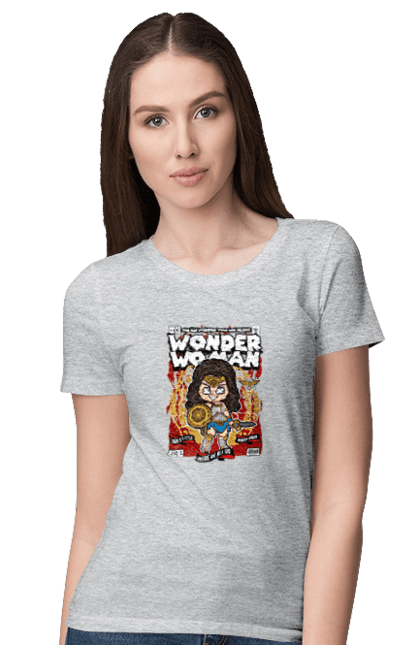 Футболка жіноча з принтом "Wonder Woman". Жінка, комікси, комікси dc, чудова жінка. Funkotee