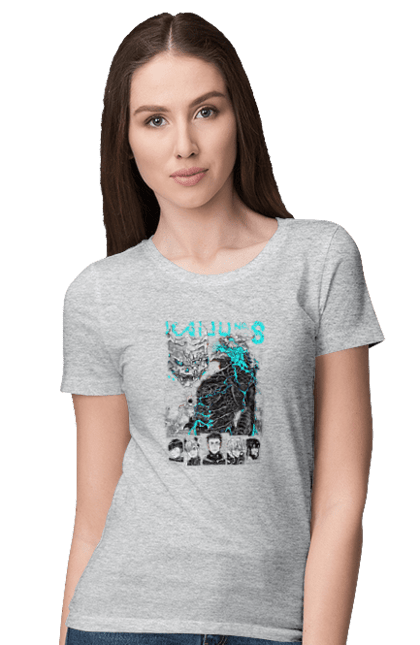 Women's t-shirt with prints Kaiju № 8 Kafka Hibino. Anime, hibino kafka, kafka hibino, kaiju, kaiju 8, kaiju 8, kaiju № 8, manga. 2070702