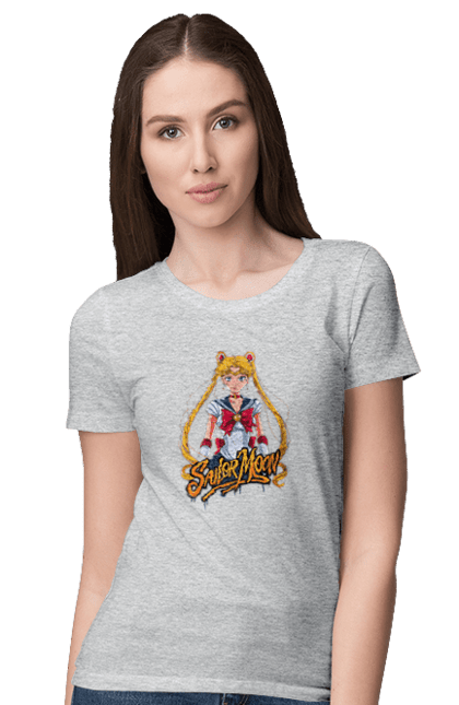 Women's t-shirt with prints Sailor Moon. Anime, drama, magical girl, sailor moon, tv series, usagi tsukino. 2070702