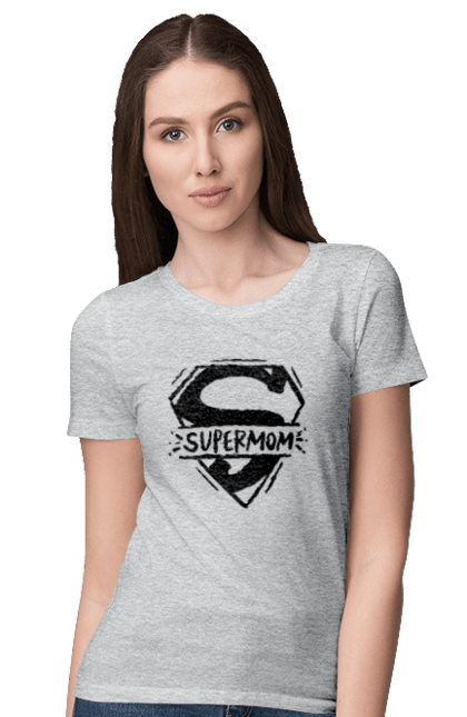 Футболка жіноча з принтом "Супермама". Для мами, мати, подарунок мамі, супер, супер мама. CustomPrint.market