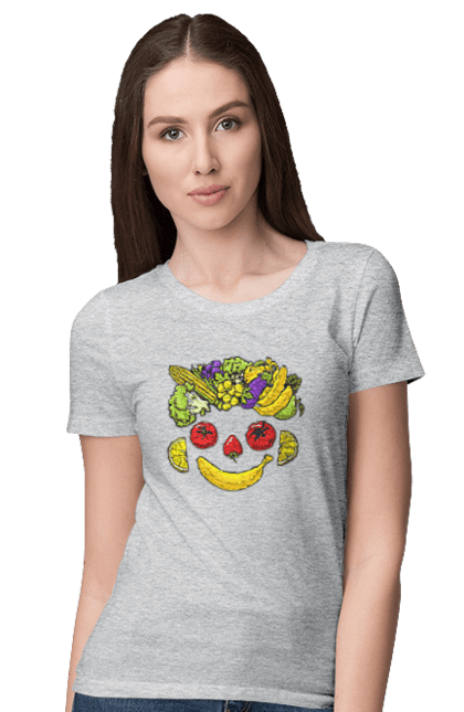 Women`s t-shirt with prints Hls Smile. Healthy, smile, vegetable. 2070702