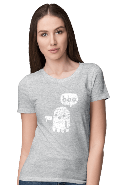 Футболка жіноча з принтом "BOO (мова програмування)". Айті, мова програмування, програма, програміст, технічне завдання, ти ж програміст, транслятор boo, тривимірні програми, фрілансер. 2070702