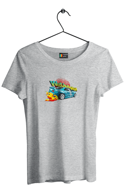 Футболка жіноча з принтом "Авто". Авто, вогонь, вулиці, денги, дрифт, спорт, спортивне авто, швидкість. 2070702