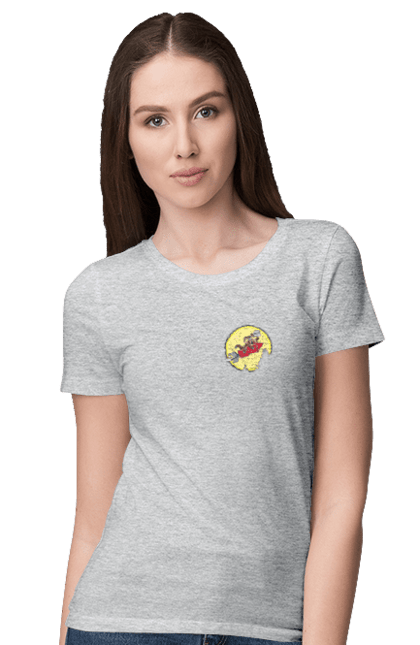 Women`s t-shirt with prints Wile E. Coyote. Anti-hero, cartoon character, fast and bold, funny melodies, kayot, north american cayot, thief, villas, wiley, wili kayot. 2070702
