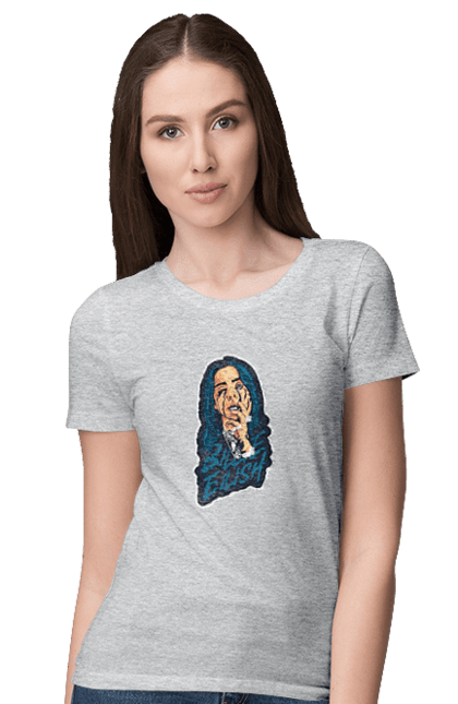 Women`s t-shirt with prints Billie Eilish. Activist, animals, billie eilish, misukant, right, singer. 2070702