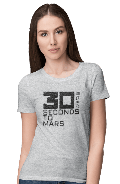 Футболка женская с принтом Thirty Seconds to Mars. 30 seconds, 30 секунд, thirty seconds, альтернативный рок, группа, музыка, рок, хард-рок. 2070702