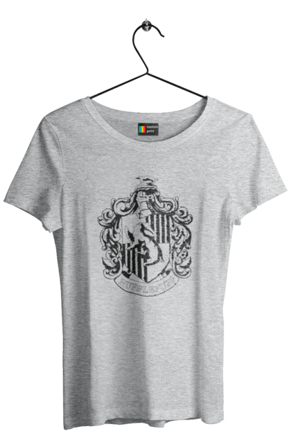 Women's t-shirt with prints Harry Potter Hufflepuff. Faculty, franchise, harry potter, hogwarts, hufflepuff. 2070702