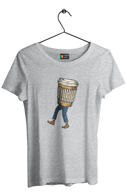 Футболка женская с принтом Человек Кофе. Кофе, кофеман. 2070702