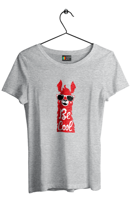 Women`s t-shirt with prints Cool llama. Animals, cool, glasses, lama. 2070702