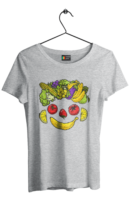 Women`s t-shirt with prints Hls Smile. Healthy, smile, vegetable. 2070702