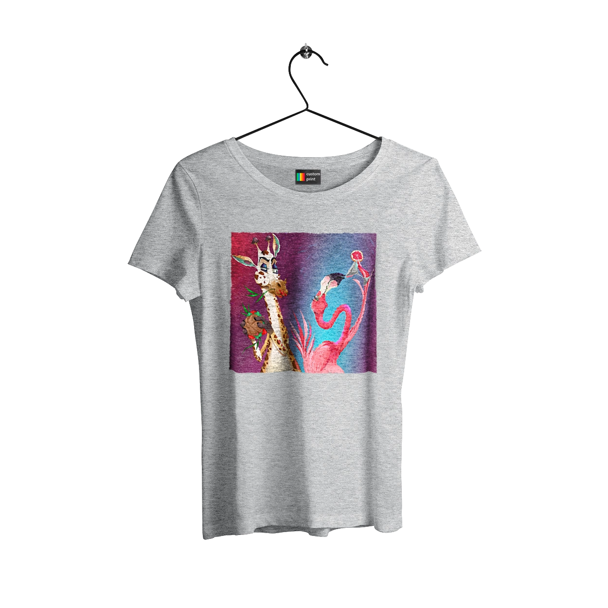 Giraffe And Flamingo At The Party