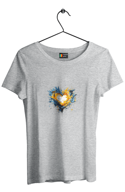 Women`s t-shirt with prints Patriot heart. Heart, patriotic, ukraine, ukrainian, ukrainian flag. 2070702