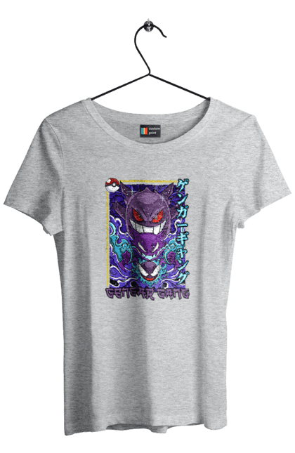 Women's t-shirt with prints Pokemon Gengar. Anime, fushigibana, games, gengar, nintendo, pokemon, pokemon go. 2070702