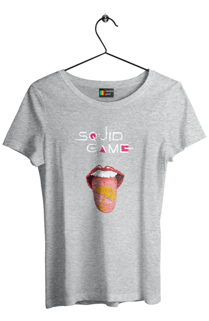Women`s t-shirt with prints Squid Game. Dalgona, netflix, squid game, sugar honeycombs, tv series. 2070702