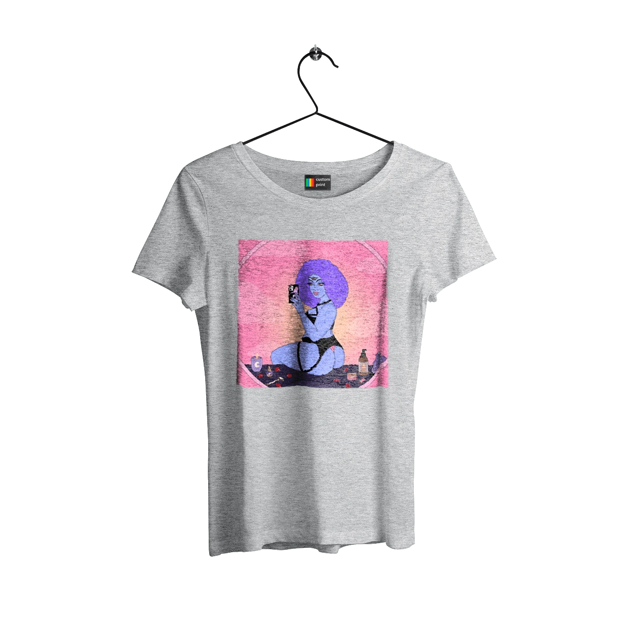 Purple Girl Photo In The Mirror