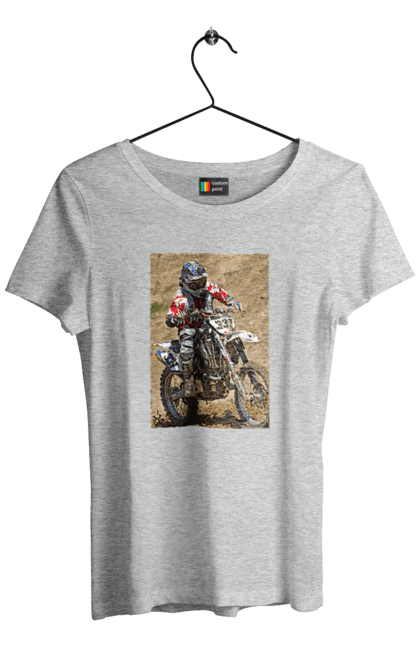 Women`s t-shirt with prints MOTOR RACER. Athlete, moto, motor racer, motorbike, sport. 2070702