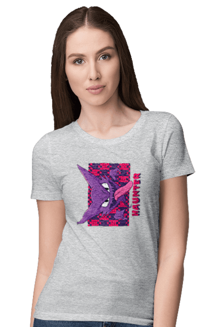 Women's t-shirt with prints Haunter. Anime, games, haunter, nintendo, pokemon, pokemon go. 2070702