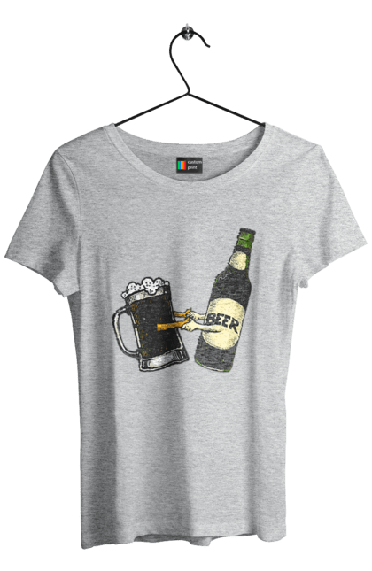 Women`s t-shirt with prints Bottle Of Beer With A Glass Of Beer. Beer, bottle, wineglass. 2070702