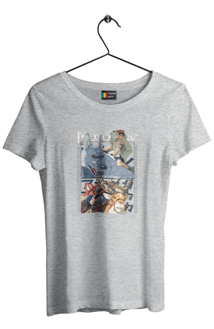 Women's t-shirt with prints Princess Mononoke. Adventure, anime, fantasy, ghibli, hayao miyazaki, princess mononoke, studio ghibli. 2070702