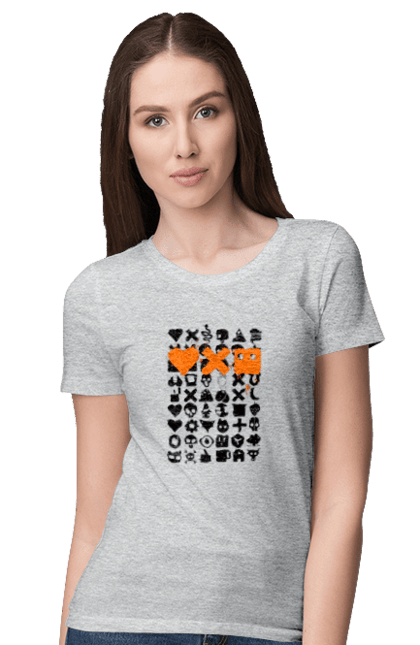 Women`s t-shirt with prints Robotization. Code, life of robots, love cars, love robots, machine code, robot, robotic love, work and love, work in life. 2070702