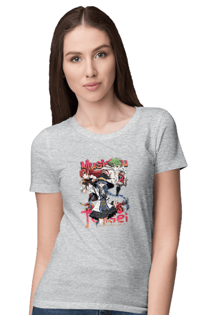 Women's t-shirt with prints Mushoku Tensei. Anime, eris, jobless reincarnation, mushoku tensei, roxy, sylphiette. 2070702