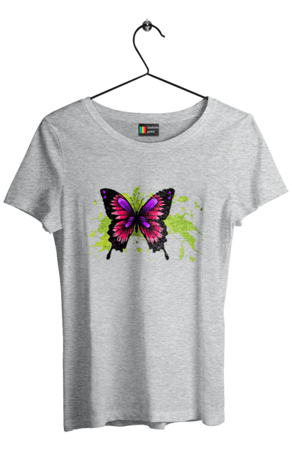 Women`s t-shirt with prints Pink Butterfly. Butterfly. 2070702