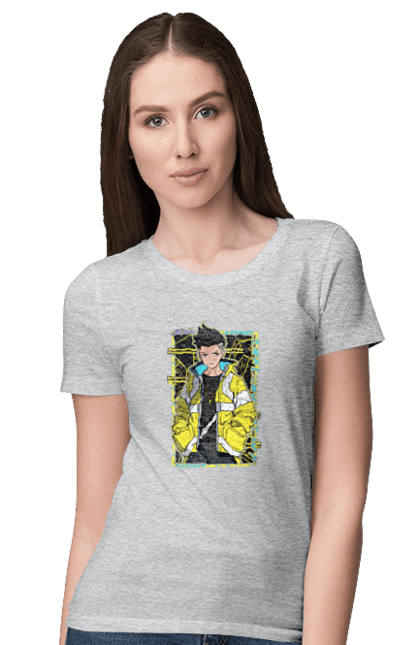 Women`s t-shirt with prints Cyberpunk: Edgerunners David. Anime, cd project, cyberpunk, david, edgerunners, game, netflix, video game. 2070702