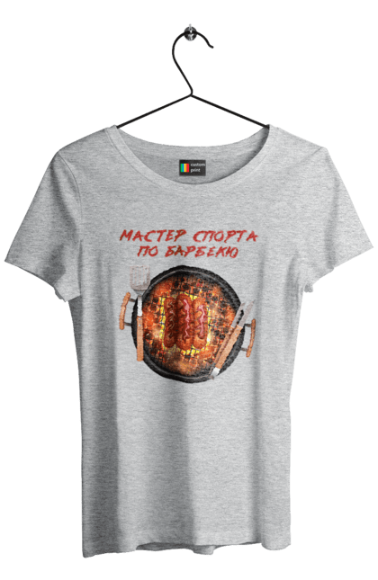 Women`s t-shirt with prints Master Of Sports On Barbecue. B-b-q, master of sport, picnic, sausages. 2070702