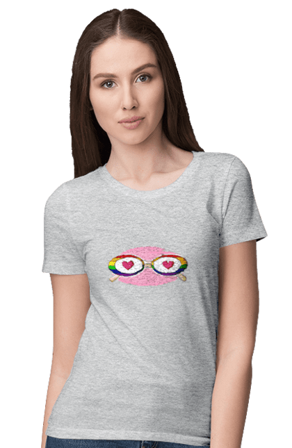 Футболка жіноча з принтом "(Не) рожеві окуляри". Лгбт, літо, любов, окуляри, серце. futbolka.stylus.ua