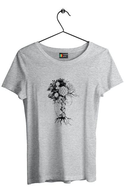 Women`s t-shirt with prints Tree of life. Divine essence, fibonacci number, flower of life, flower space, golden section, macromolecule, number of god, sacred geometry, seeds of life, tree of life. 2070702